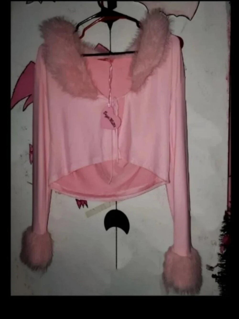Dolls Kill Sweet Like Sugar Faux Fur Pink Cardigan Pastel Goth Hot Topic